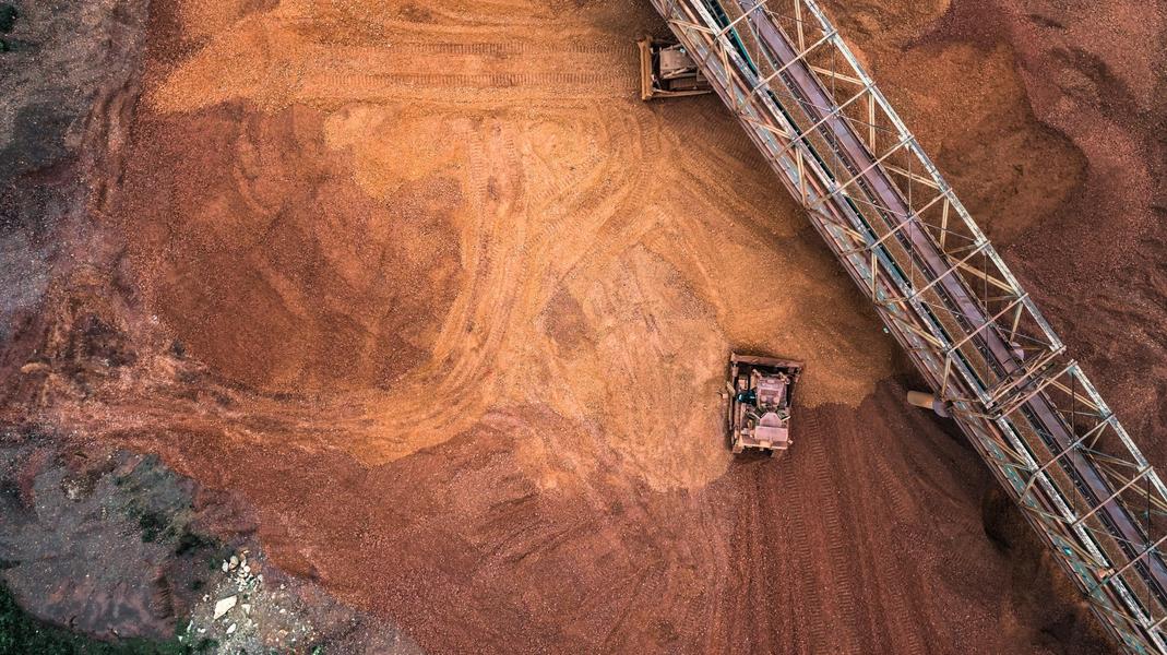 Bauxite ore at open pit mining operation